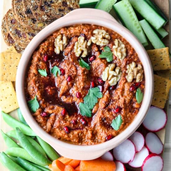 Muhammara (Roasted Red Pepper Dip) - Recipe photo by the food blog