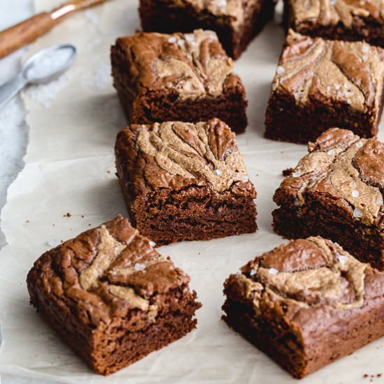 Salted Almond Butter Brownies - Recipe photo by Crumb Top Baking