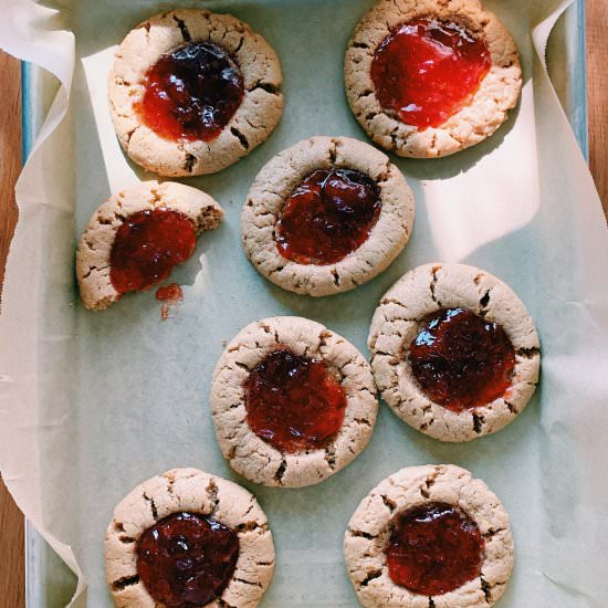 Peanut Butter & Jelly Thumbprints - Recipe photo by thefigjar