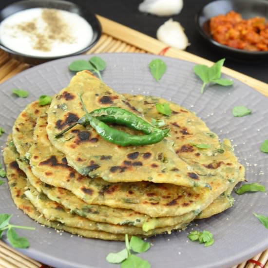 Fenugreek Garlic Paratha-Flatbread - Recipe photo by My Culinary Expressions