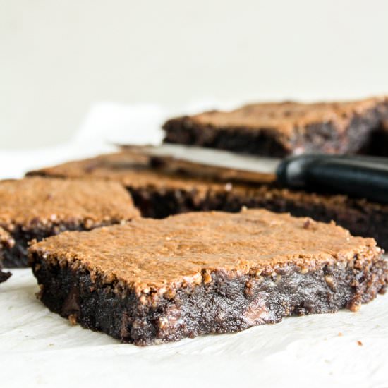 Gluten Free Almond Brownies - Recipe photo by The Desserted Girl