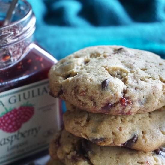 Raspberry Chocolate Chip Cookies - Recipe photo by livelaughlove