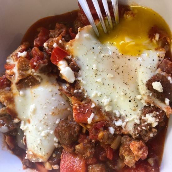 Cast Iron Chorizo Shakshuka - Recipe photo by HappyStirring
