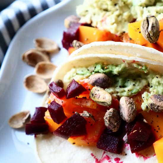 Vegan Butternut squash tacos - Recipe photo by thegoldenbeets