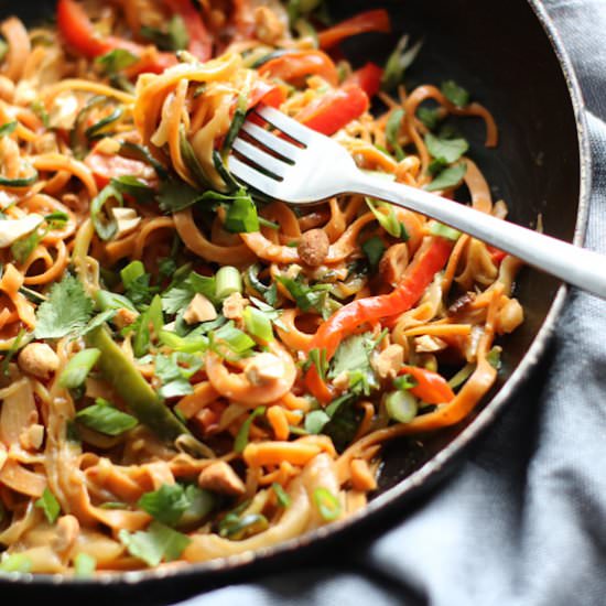 Swoodles with Spicy Peanut Sauce - Recipe photo by servingtonight