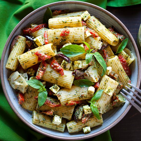 Pesto Pasta Salad with Feta - Recipe photo by In Search Of Yummy-ness