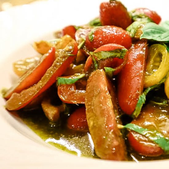 'Mothership' Tomato Salad - Recipe photo by NotEntirelyAverage