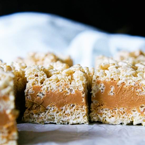 Butterscotch Layered Rice Krispies - Recipe photo by Candy Jar Chronicles