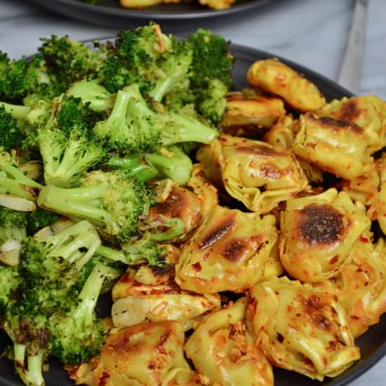 CRUNCHY CHILI ONION TORTELLINI - Recipe photo by myvegetarianroots