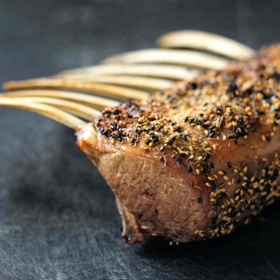 Sesame Thyme Crusted Rack of Lamb - Recipe photo by proportionalplate