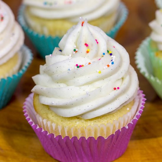 Vanilla Cupcakes with Vanilla Frosting - Recipe photo by spicedblog