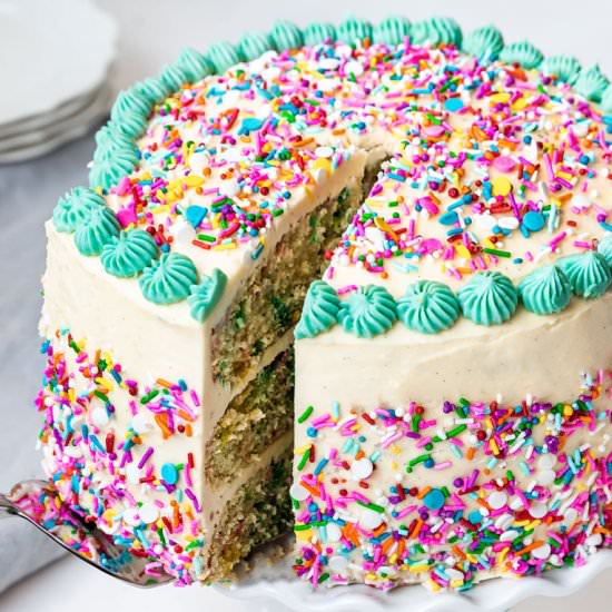 Vegan Funfetti Layer Cake - Recipe photo by ShortGirlTallOrder