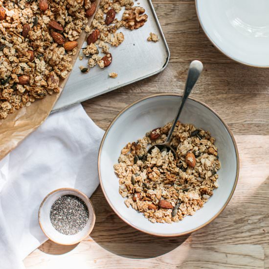 Nutty olive oil granola - Recipe photo by Shecanteatwhat