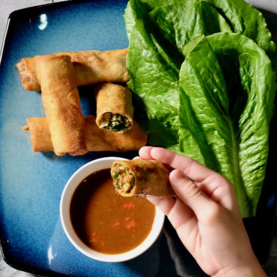 Duck spring rolls. Special sauce. - Recipe photo by delectabilia