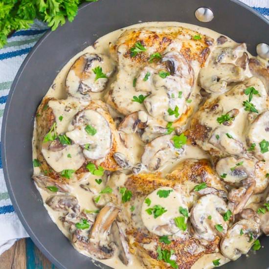 Creamy Parmesan Mushroom Chicken - Recipe photo by pumpkinnspice