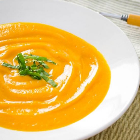 SWEET POTATO SOUP (VEGAN, PALEO) - Recipe photo by Cook Eat Well