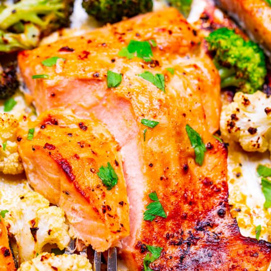 10 Min Sheet Pan Dijon Lemon Salmon - Recipe photo by Averie