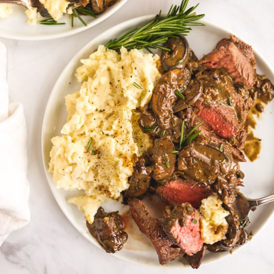 steak with mushroom sauce (30 mins) - Recipe photo by Robust Recipes