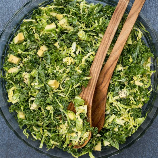 Kale and Brussels Sprouts Salad - Recipe photo by Chef Molly