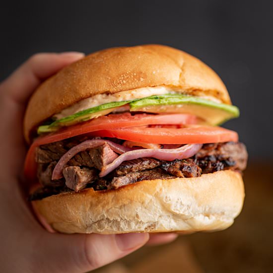 Carne Asada Sandwich - Recipe photo by BakingMischief