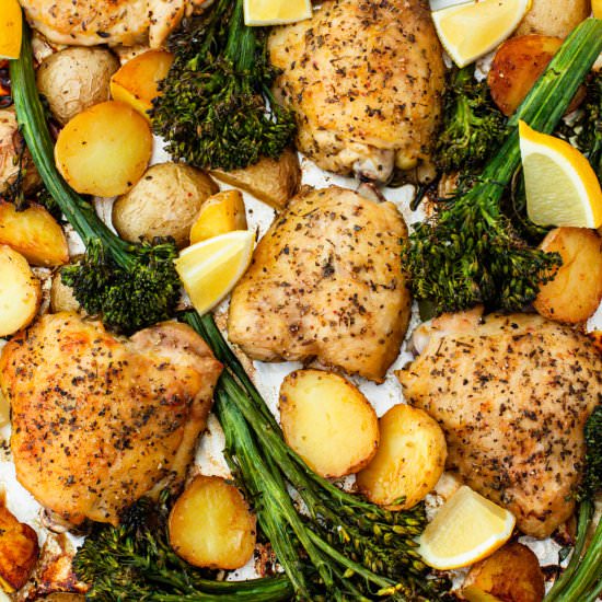 Sheet Pan Lemon Garlic Chicken - Recipe photo by Dishes with Dad