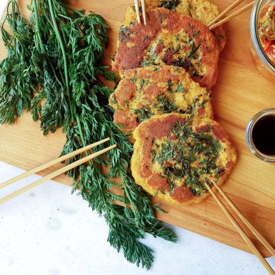 Kimchi&Carrot Top Mung Bean Pancake - Recipe photo by fotofeedme