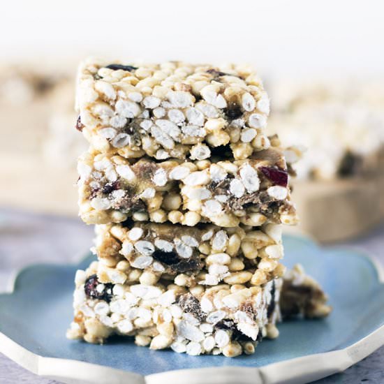 Puffed rice freezer bars - Recipe photo by Mandy Sneaky Veg