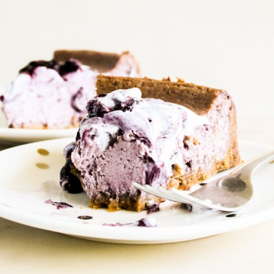 Baked Blueberry Cheesecake - Recipe photo by The Desserted Girl