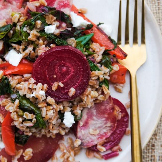 Roasted Beet & Farro Salad - Recipe photo by Everyday Gourmet with Blakely