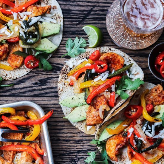 sheet pan adobo chicken fajitas - Recipe photo by Give it Some Thyme