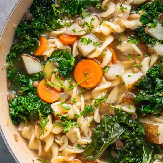 One-Pot Vegetable Noodle Soup - Recipe photo by sweetsimplevegan