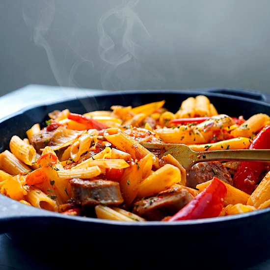 Gochujang Peppers & Onion Penne - Recipe photo by misshangrypants