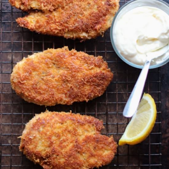 Crispy Pecorino Romano Chicken - Recipe photo by servingtonight