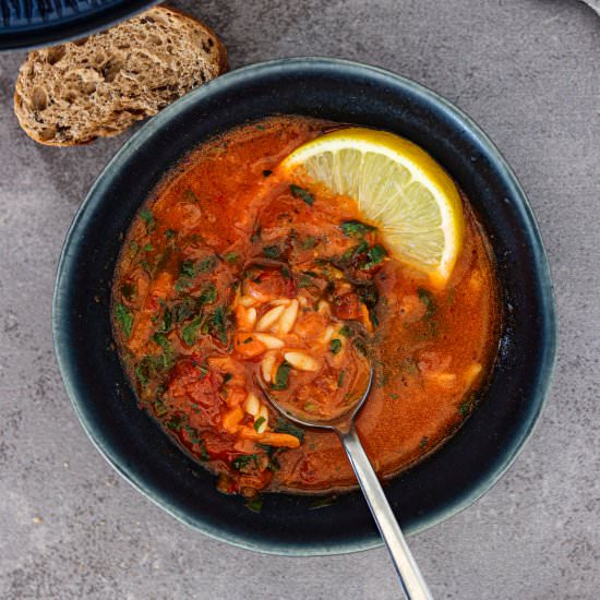 Lemon and Tomato Orzo Soup - Recipe photo by olivesintheoven