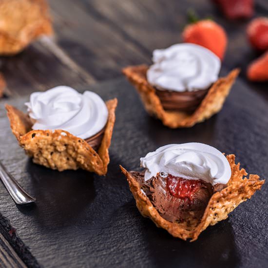 Oatmeal Lace Cookie Cups - Recipe photo by Home Cooking Adventure