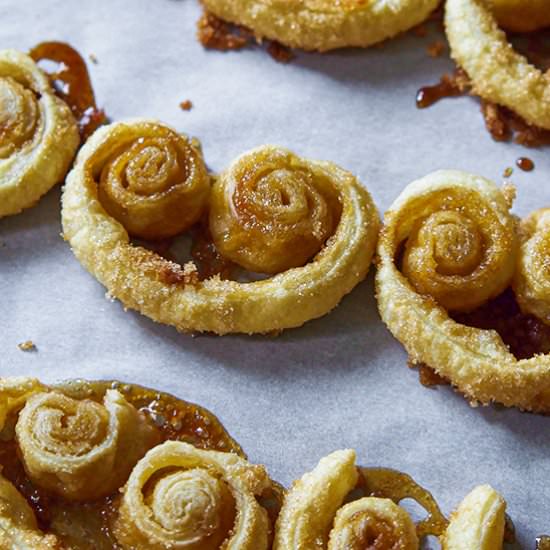 Heart-shaped Brown Sugar Palmiers - Recipe photo by Candy Jar Chronicles