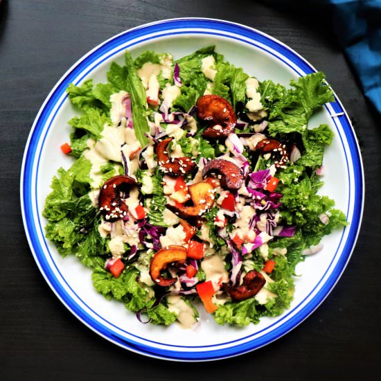 Mustard Greens Dinner Salad - Recipe photo by veryveganval