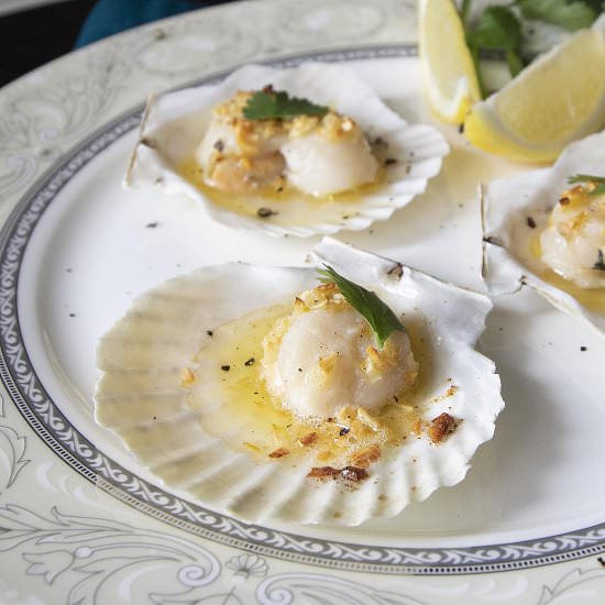 Scallops in the Shell - Recipe photo by foodmakesmehappy