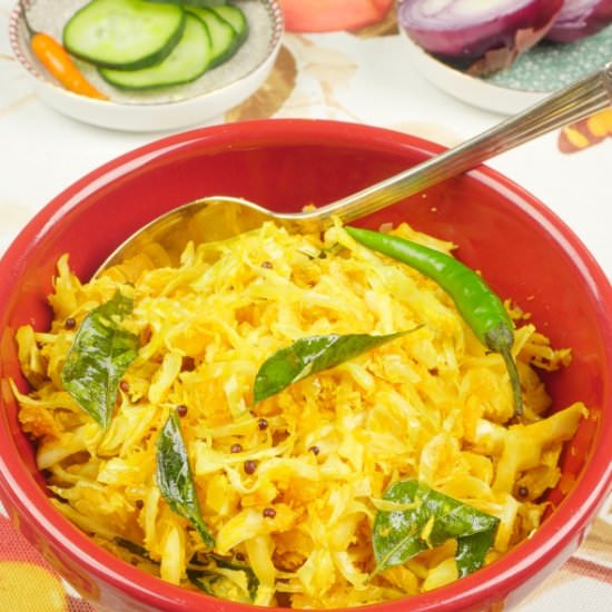 Cabbage Stir-Fry (Kerala Thoran) - Recipe photo by MyIndianStove