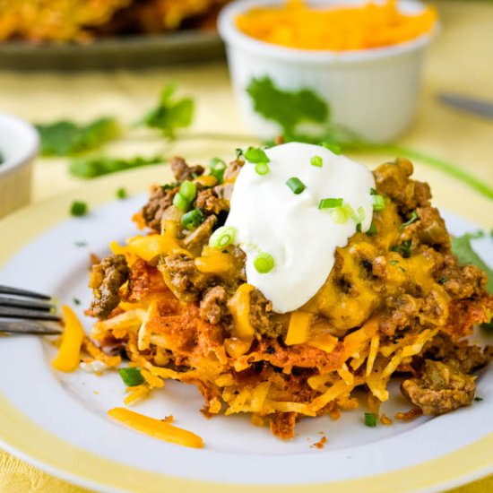 Mexican Taco Hash Brown Waffles - Recipe photo by garlic and zest