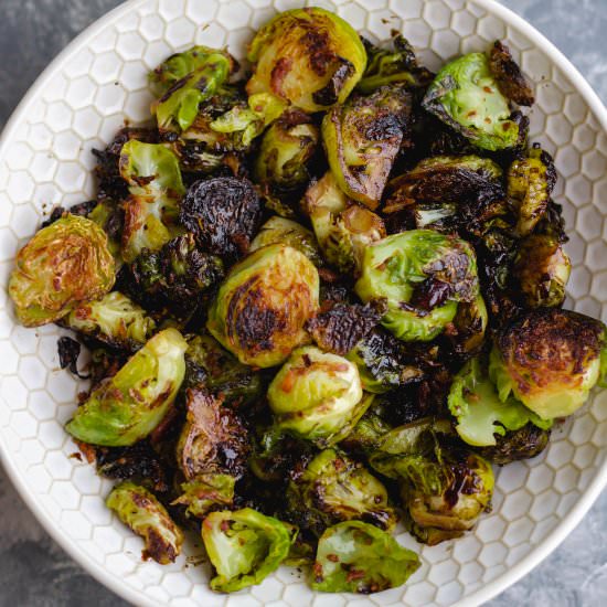 Charred Balsamic Brussels Sprouts - Recipe photo by Alifedelicious