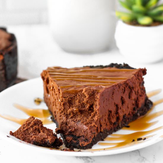 No Bake Chocolate Cheesecake - Recipe photo by A Seasoned Greeting