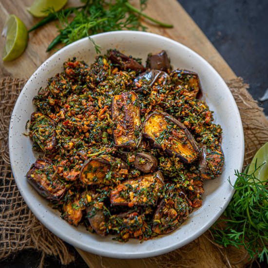 Eggplant Fenugreek Stir Fry - Recipe photo by Whiskaffair