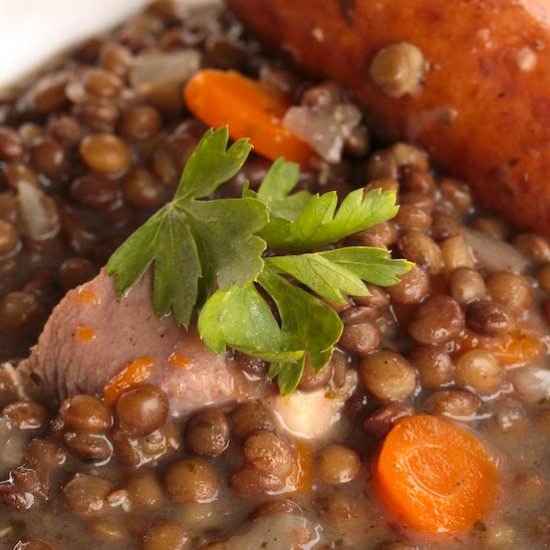 Easy Lentil Recipe with Sausage and - Recipe photo by VineandPlate