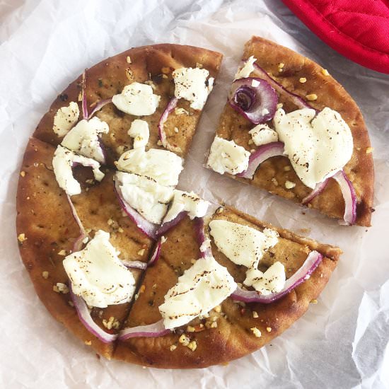 Goat Cheese & Red Onion Mini Pizza - Recipe photo by SouthernMomLoves