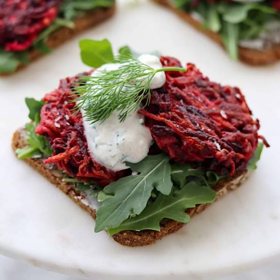 Beet and Celery Root Smørrebrød - Recipe photo by truenorthkitchen