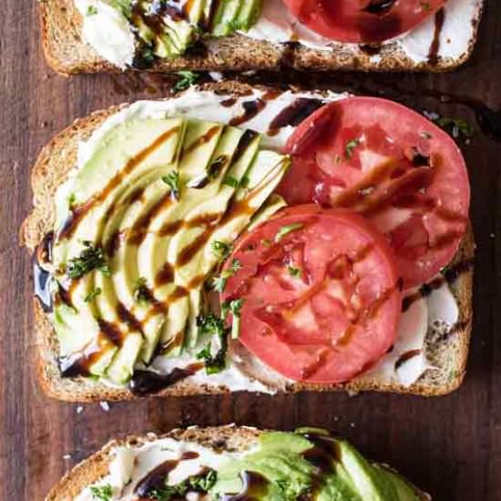Balsamic-Tomato Avocado Toast - Recipe photo by Girl Gone Gourmet