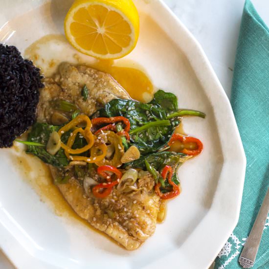 Asian Style Sizzling Flounder - Recipe photo by a zest for life
