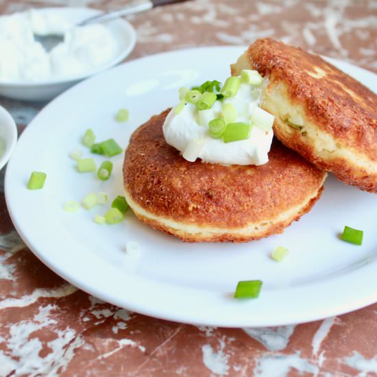 Manchego Potato Cakes - Recipe photo by the good eats co
