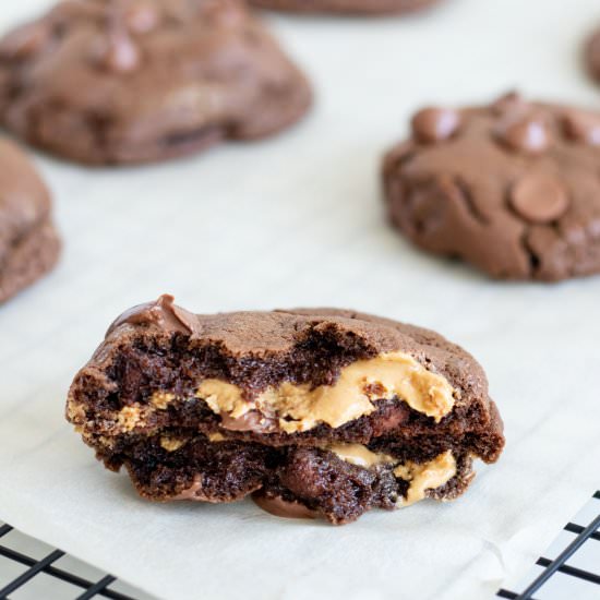 Chocolate Peanut Butter Cookies - Recipe photo by themarblekitchen